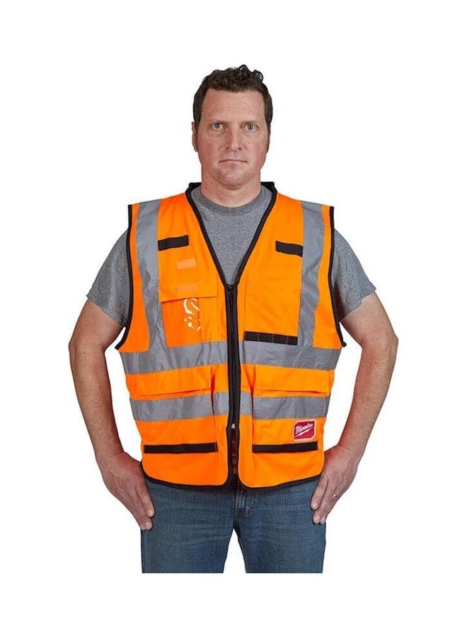 Milwaukee Premium Hi-Visibility Vest Orange/Grey S/M  - Image 3