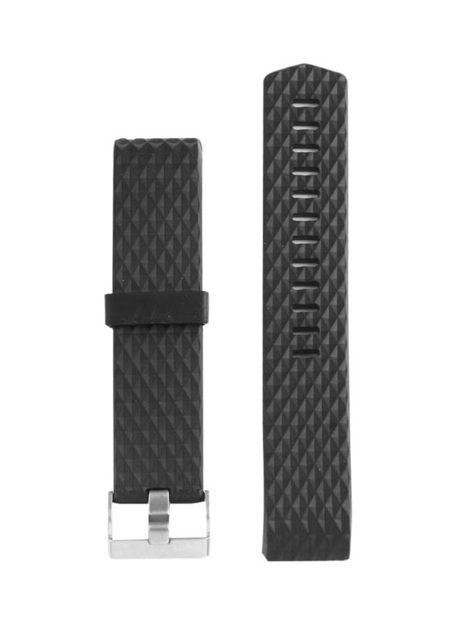 BGM Diamond Texture TPU Watchband For Fitbit Charger 2 Bracelet Watch Black - Image 3
