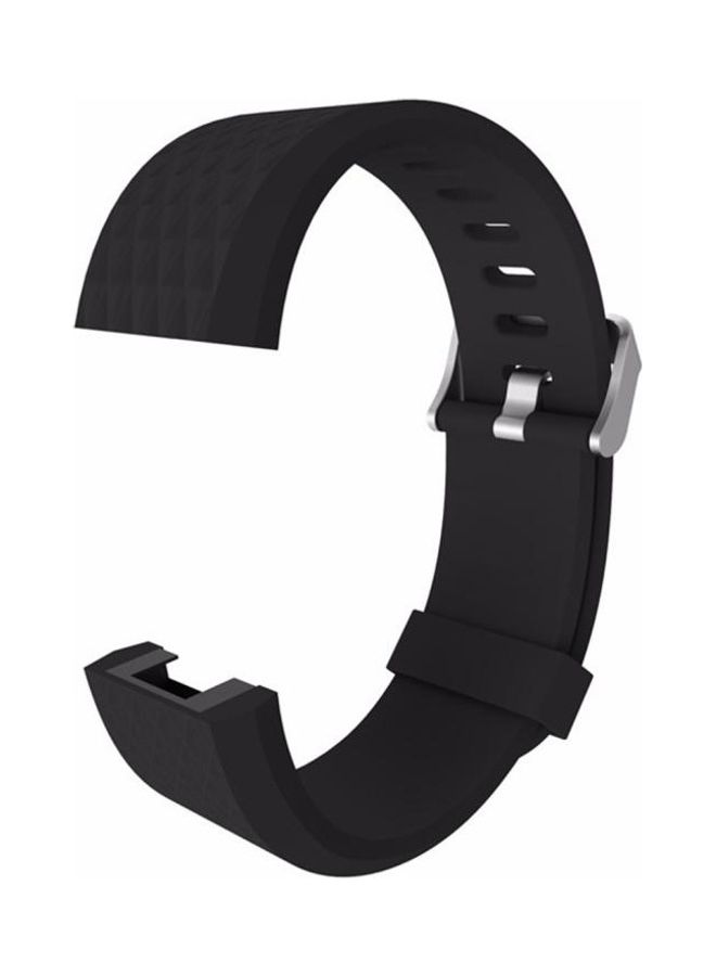 BGM Diamond Texture TPU Watchband For Fitbit Charger 2 Bracelet Watch Black - Image 4