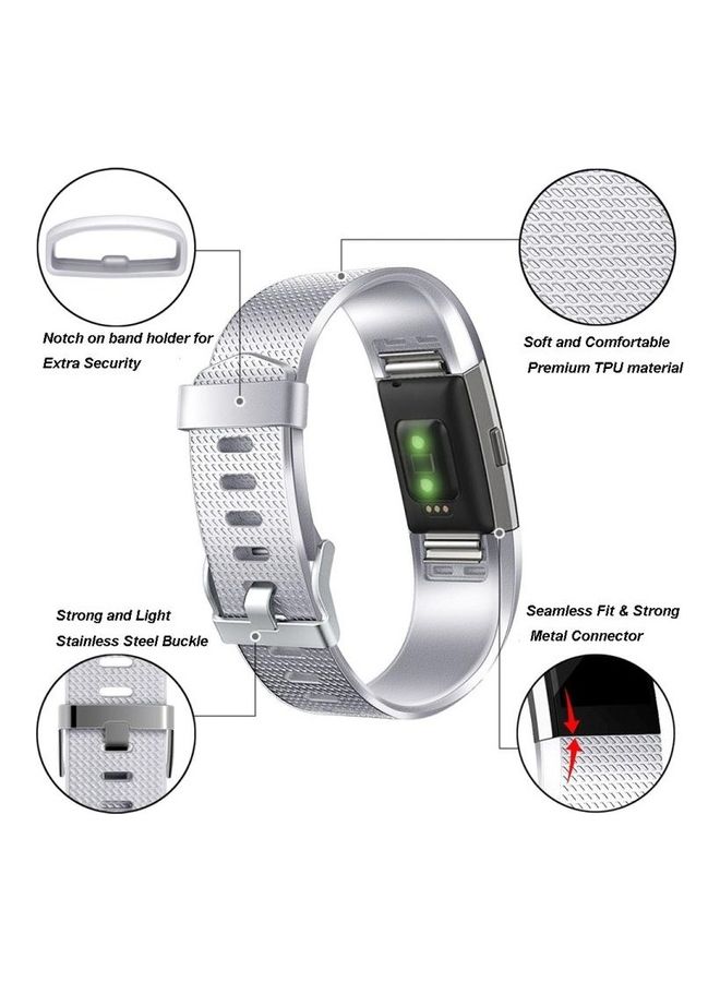 BGM For Fitbit Charge 2 Metal Watch Band Silver - Image 2