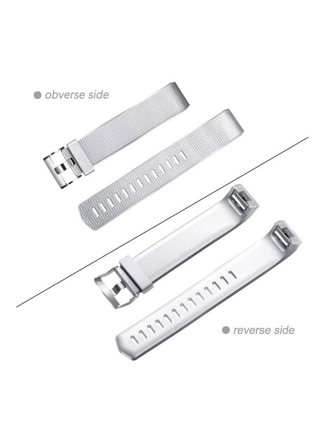 BGM For Fitbit Charge 2 Metal Watch Band Silver - Image 3