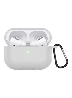 Solid Colour Silicone Earphone Protective Case for AirPods 3 with Hook White