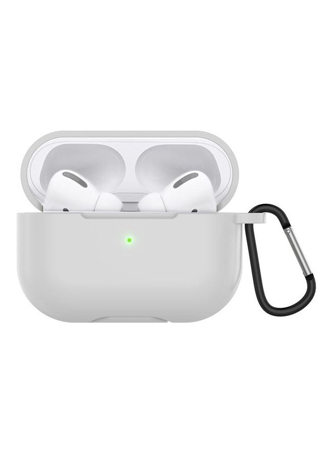 BGM - Solid Colour Silicone Earphone Protective Case for AirPods 3 with Hook White - Image 1