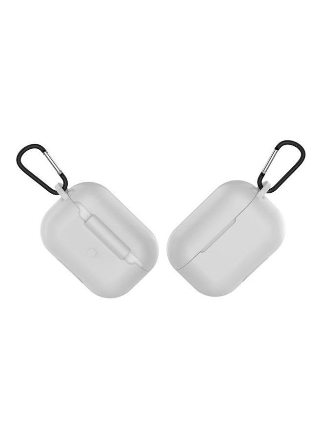 BGM - Solid Colour Silicone Earphone Protective Case for AirPods 3 with Hook White - Image 1