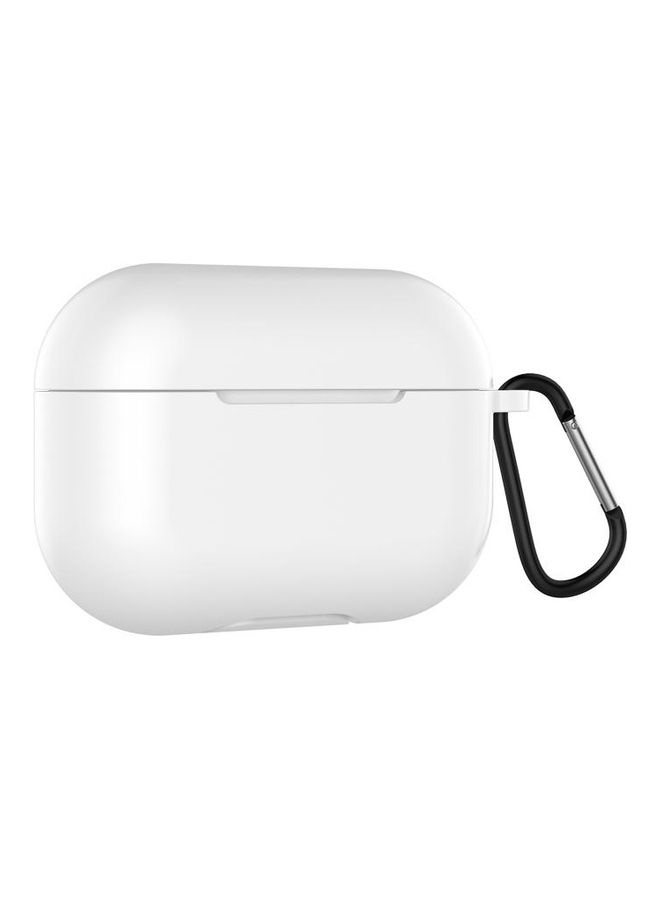 BGM - Solid Colour Silicone Earphone Protective Case for AirPods 3 with Hook White - Image 1