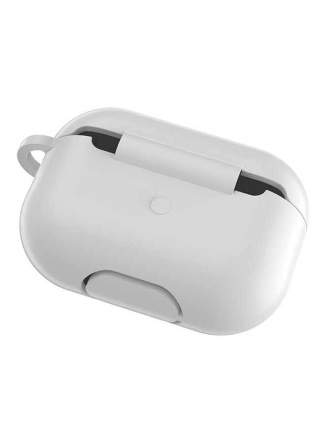 BGM - Solid Colour Silicone Earphone Protective Case for AirPods 3 with Hook White - Image 1