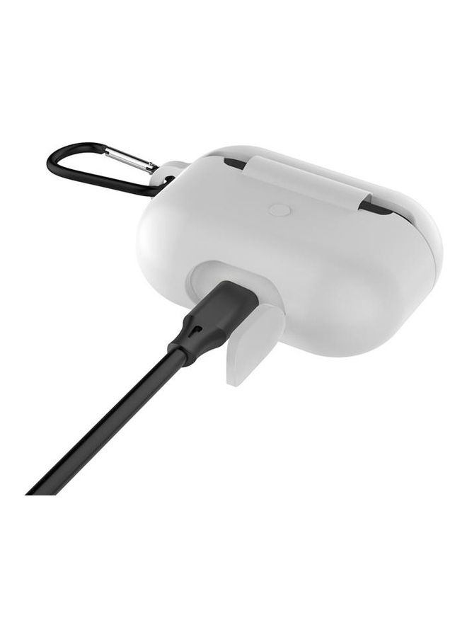BGM - Solid Colour Silicone Earphone Protective Case for AirPods 3 with Hook White - Image 1