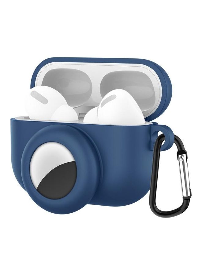 BGM - 2-in-1 Anti-shock Silicone Protective Case with Hook and Carabiner for AirPods Pro and AirTags Blue - Image 1