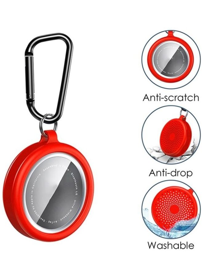 BGM - 3-Piece for Apple AirTag Tracker TPU All-Inclusive  Protective Cover Case With Package and Hook Red - Image 1