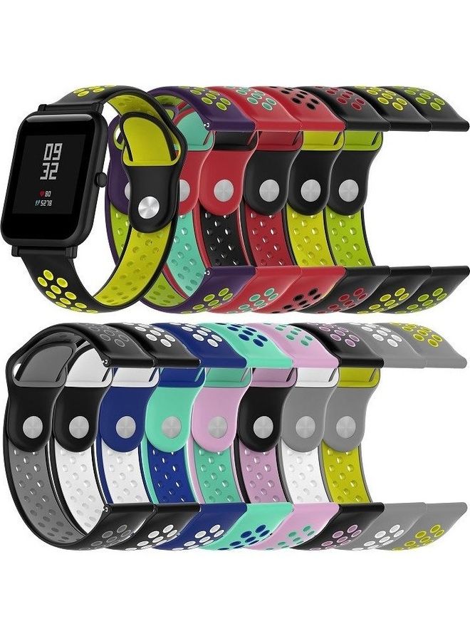 BGM Double Colour Silicone Sport Wrist Strap for Huawei Watch Series 1 18mm Green - Image 4