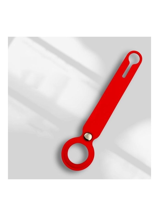 BGM - Shockproof Anti-Scratch Silicone Soft Case with Hanging Strap for Apple AirTag Red - Image 1