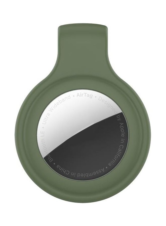 BGM Shockproof Silica Gel Anti-Scratch Protective Soft Case Cover with Steel Clip For Apple AirTag Dark Green - Image 1