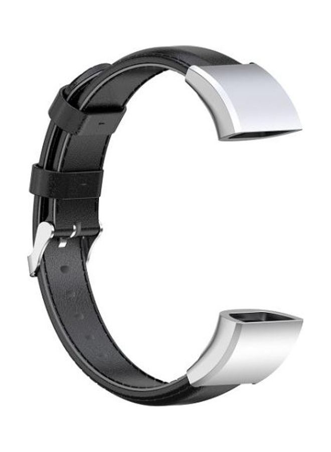 بي جي إم سوار من الجلد معالج بالشمع والزيت لساعة هواوي باند 3 و4 برو أسود/ فضي - Image 1