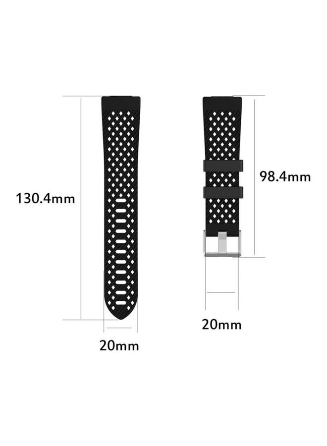 BGM - Breathable Fashion Silicone Strap For Fitbit Versa / Versa 2 / Versa Lite 23cm Black - Image 1