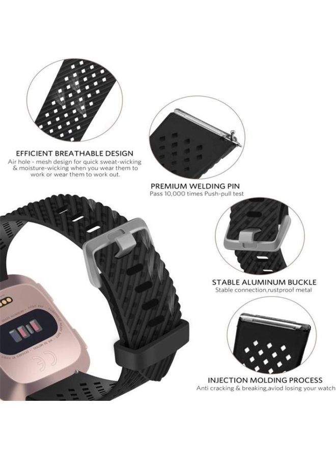BGM - Breathable Fashion Silicone Strap For Fitbit Versa / Versa 2 / Versa Lite 23cm Black - Image 1