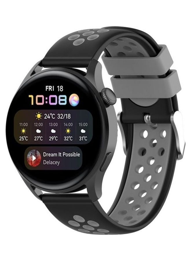 BGM Two-Colour Silicone Replacement Strap Watchband For Huawei Watch 3/3 Pro 22mm Black - Image 4