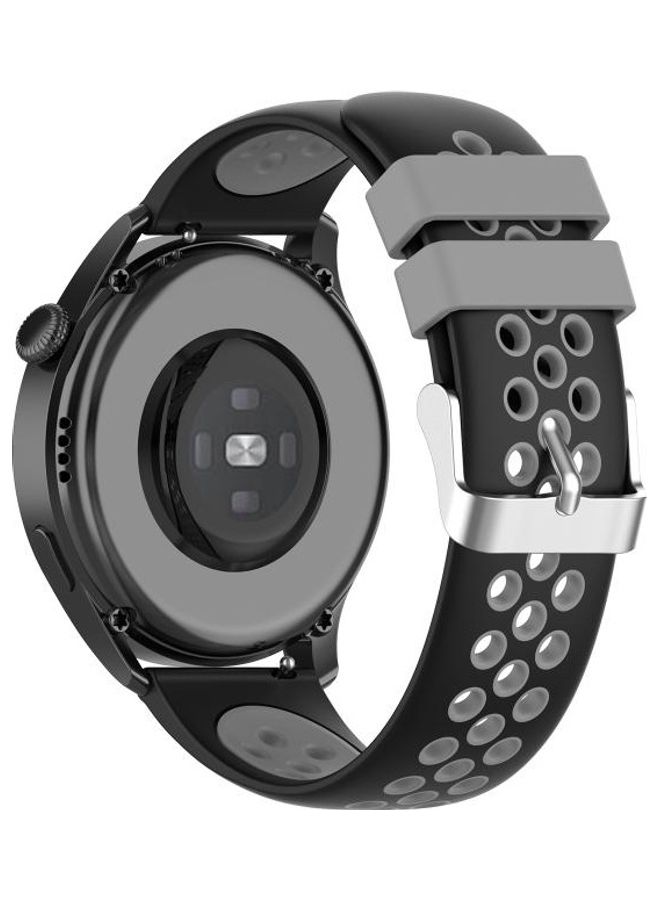 BGM Two-Colour Silicone Replacement Strap Watchband For Huawei Watch 3/3 Pro 22mm Black - Image 5