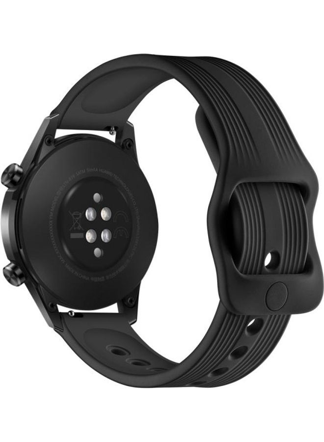 BGM Silicone Strap with Japanese Buckle 20mm For Huawei Watch GT2 42mm/Galaxy Watch Active 2/Huami GTS/GTR 42MM Black - Image 2