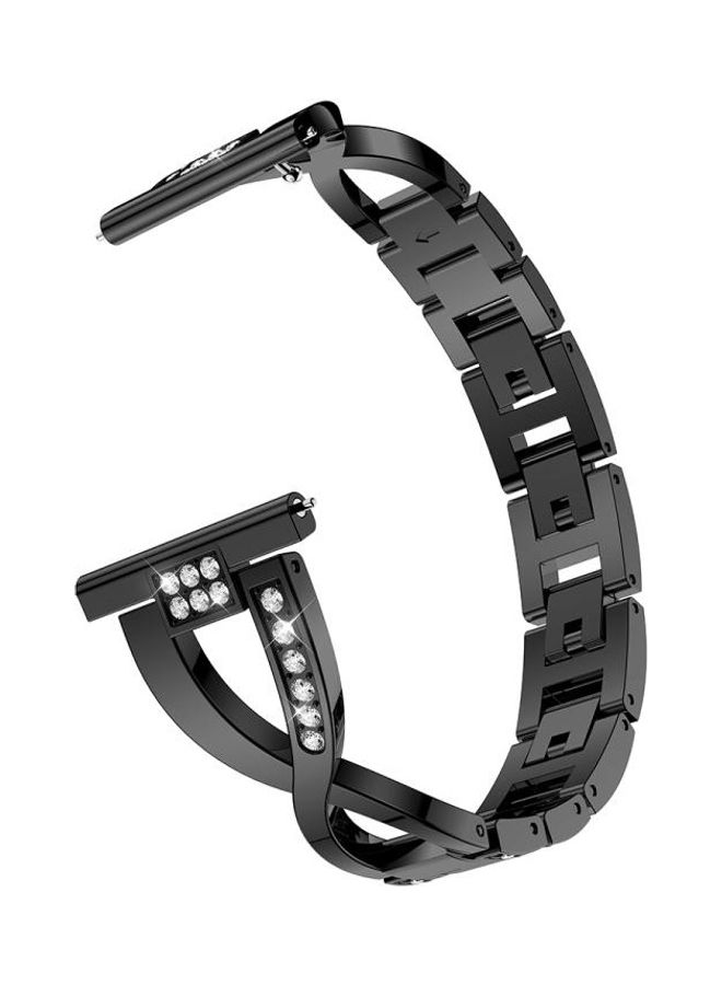 BGM X Shaped Diamond-studded Solid Stainless Steel Wrist Strap Watch Band for Fitbit Versa Lite Black - Image 4