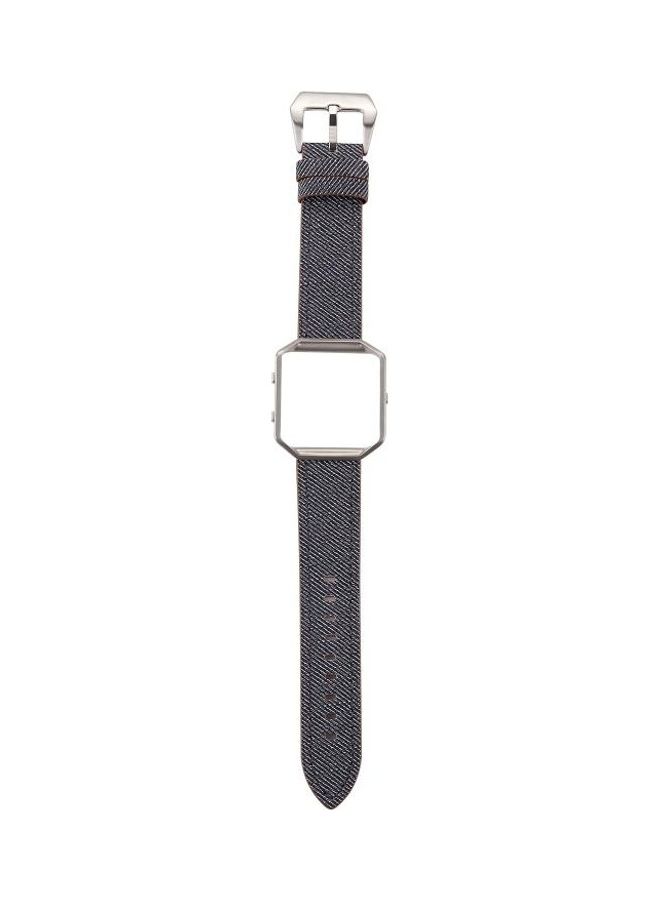 BGM Leather Replacement Strap Watchband For Fitbit Blaze Cowboy Texture Black - Image 1