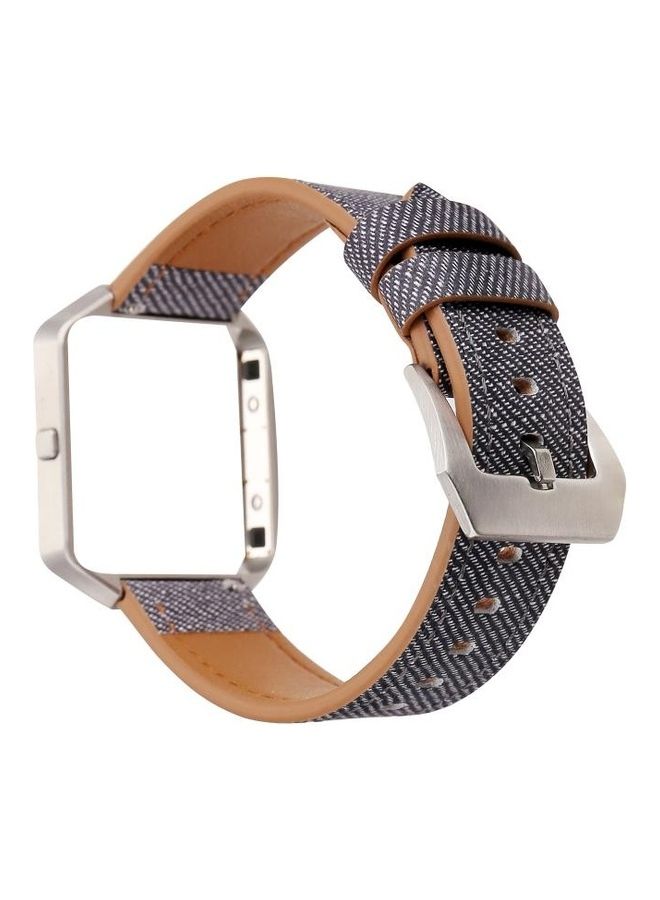 BGM Leather Replacement Strap Watchband For Fitbit Blaze Cowboy Texture Black - Image 3