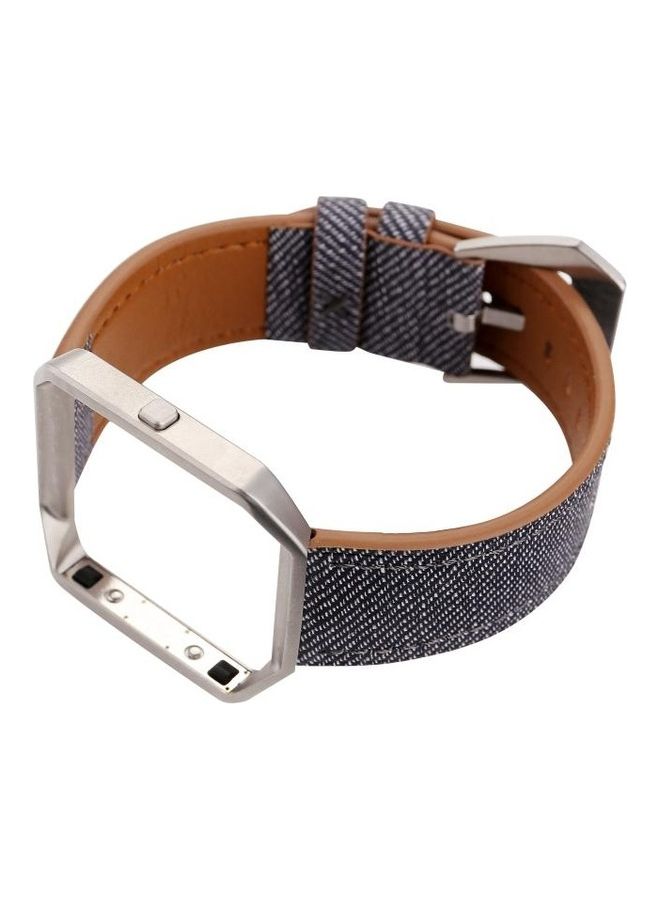 BGM Leather Replacement Strap Watchband For Fitbit Blaze Cowboy Texture Black - Image 4