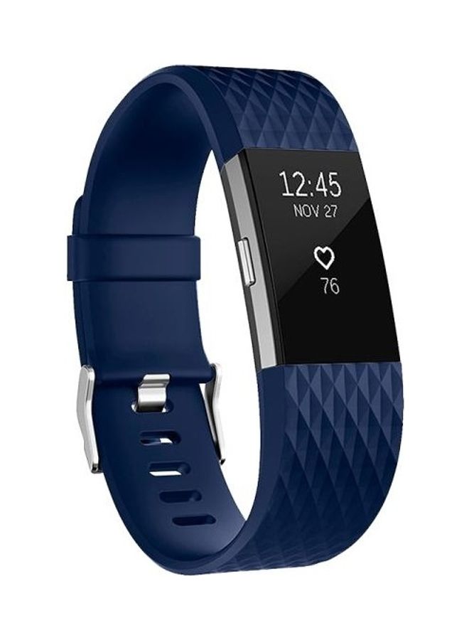 BGM - Diamond Pattern Adjustable Sport Wrist Strap for FITBIT Charge 2 Blue - Image 1