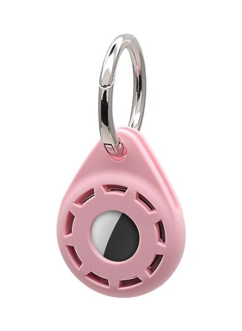 Silica Gel Anti-Scratch Shockproof Protective Cover Soft Case with Keychain Ring Loop for Apple AirTag Pink