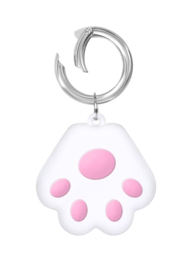 BGM - Cute Cat Paw Silicone Shockproof Protective Cover Soft Case with Keychain Ring Loop for Apple AirTag Pink - Image 1