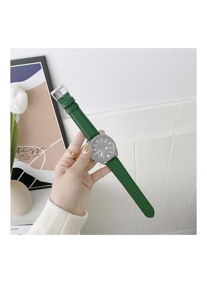 BGM Sewing Litchi Texture Leather Replacement Band For Samsung Galaxy Watch Active2 40mm Green - Image 1