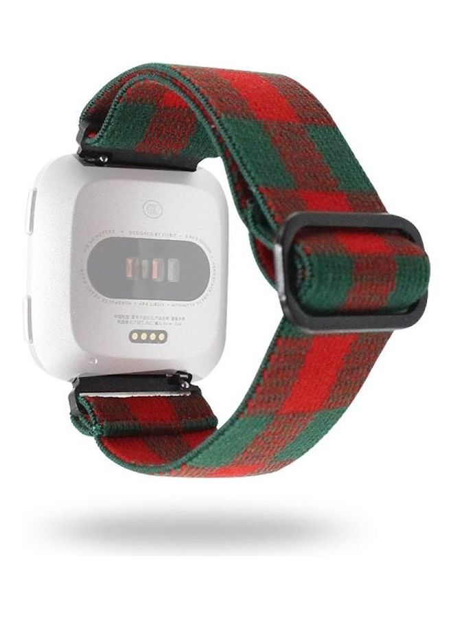 BGM Braided Jacquard Adjustable Nylon Strap For Fitbit Versa Watch Red/Green - Image 1