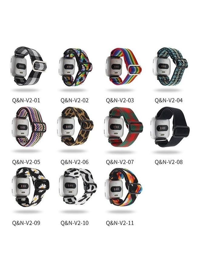 BGM Braided Jacquard Adjustable Nylon Strap For Fitbit Versa Watch Red/Green - Image 2