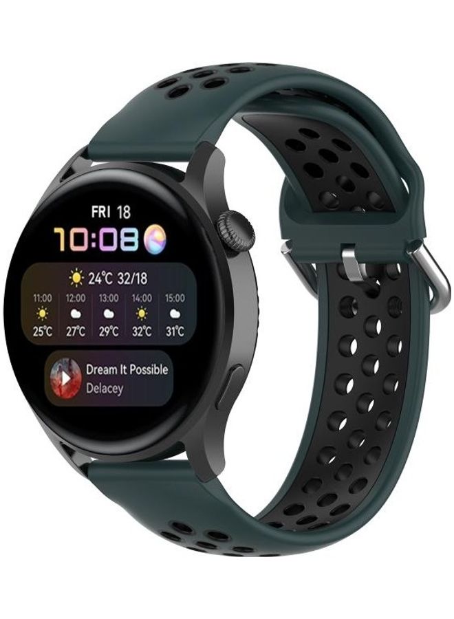 BGM Two-Tone Silicone Replacement Band For Huawei Watch 3/3 Pro Green/Black - Image 4