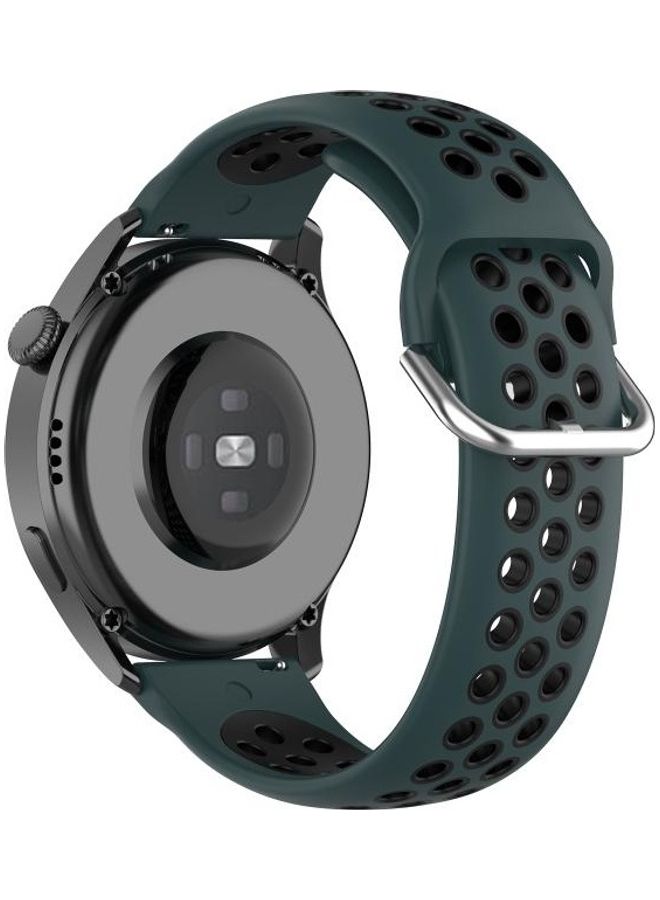 BGM Two-Tone Silicone Replacement Band For Huawei Watch 3/3 Pro Green/Black - Image 5