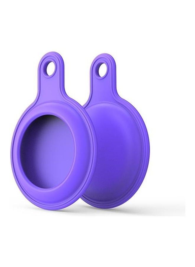 BGM - Gel Leather Case Cover with Switchable Keychain Ring for Apple AirTag Dark Purple - Image 1