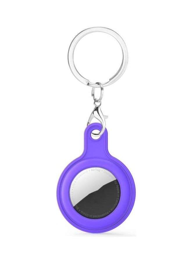 BGM - Gel Leather Case Cover with Switchable Keychain Ring for Apple AirTag Dark Purple - Image 1