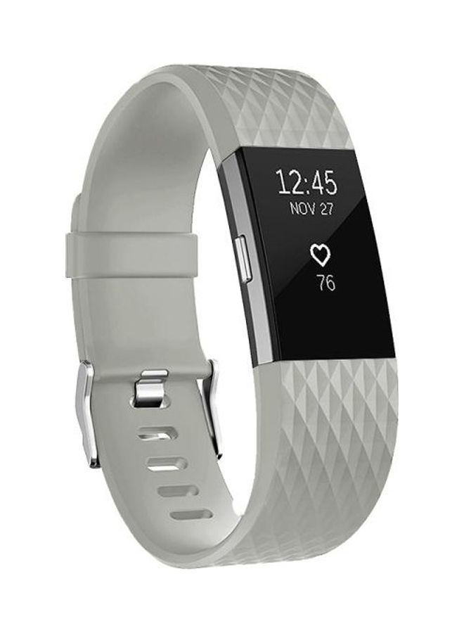BGM Replacement Diamond Pattern Adjustable Strap Band for FITBIT Charge 2 Light Grey - Image 1
