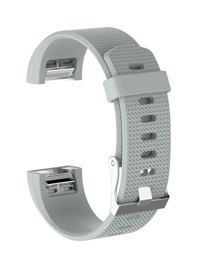 BGM Silicone Replacement Wrist Strap Band with Buckle For Fitbit Charge 2 Light Grey - Image 1