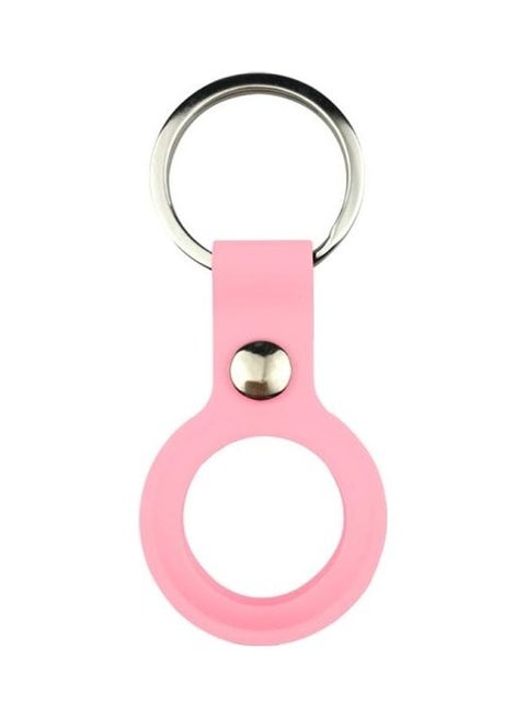 Liquid Silicone Shockproof Protective Cover Soft Case with Keychain Ring for Apple AirTag Pink