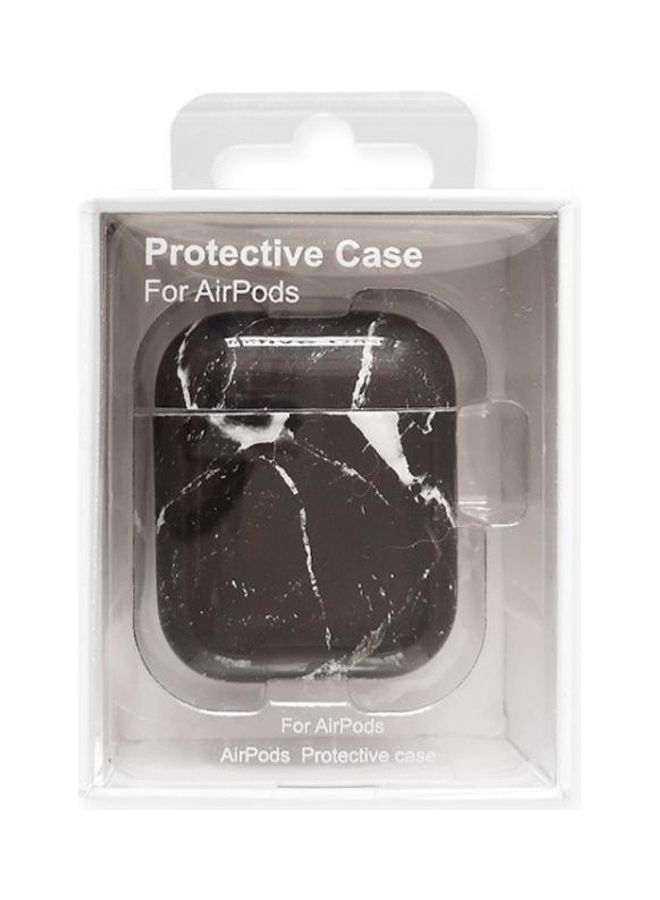 BGM Wireless Earphones Marble Shockproof TPU Protective Case for Apple AirPods 1/2 Black - Image 2