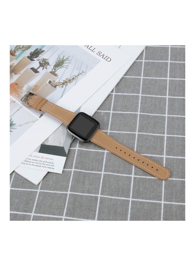 BGM Lite Leather Strap with Round Tail Buckle For Fitbit Versa 2 / Fitbit Versa Pink - Image 4