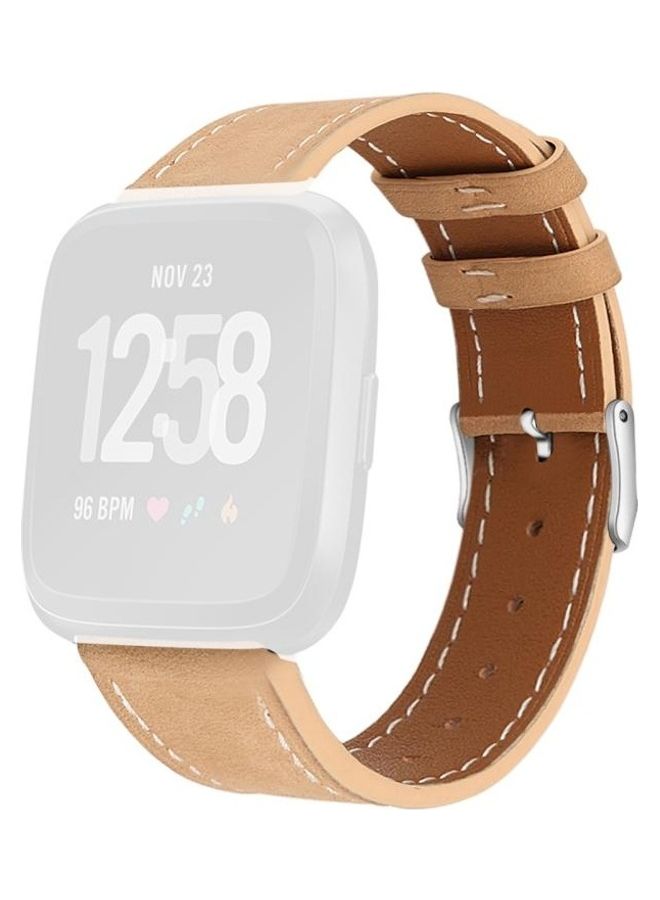 BGM Lite Leather Strap with Round Tail Buckle For Fitbit Versa 2 / Fitbit Versa Pink - Image 1