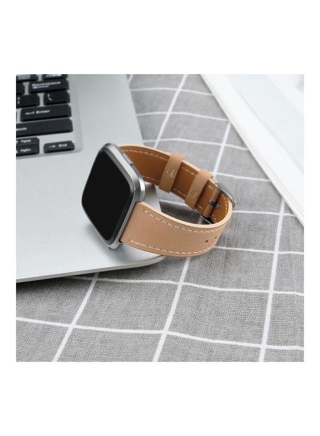 BGM Lite Leather Strap with Round Tail Buckle For Fitbit Versa 2 / Fitbit Versa Pink - Image 5