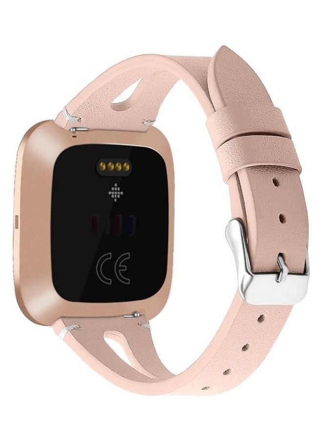 BGM Leather Middle Opening Watch Strap For Fitbit Versa 2 Pink - Image 2