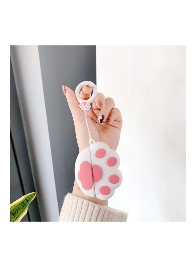 بي جي إم غطاء حماية واق مضاد للصدمات مصنوع من السيليكون لسماعات أبل آيربودز برو بتصميم قطة لطيفة أبيض