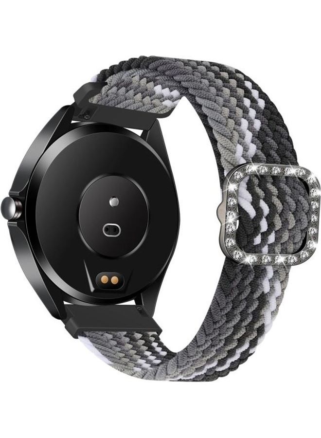 BGM Universal Adjustable Braided Elastic Diamond Buckle Replacement Strap Watchband For Garmin Venu/Vivoactive 3 20mm Black - Image 3