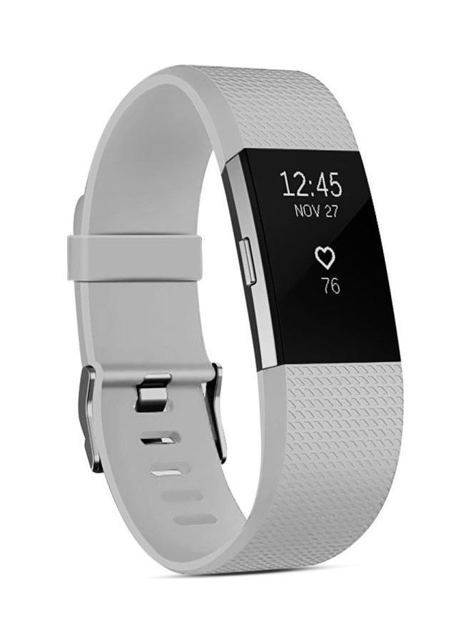 BGM Replacement Square Pattern Adjustable Wrist Strap Band for Fitbit Charge 2 Light Grey - Image 1