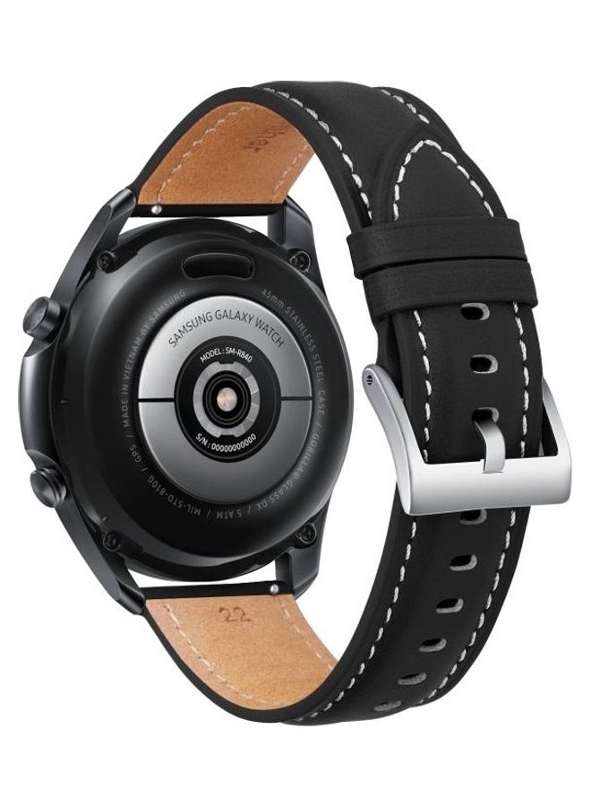 BGM Leather Silver Buckle Replacement Strap Watchband For Samsung Galaxy Watch3 41mm Black - Image 1