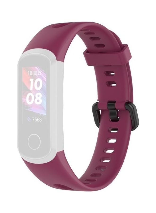 BGM Metal Buckle Silicone Strap For Huawei Honor Band 5i/Band 4 Red Wine - Image 1