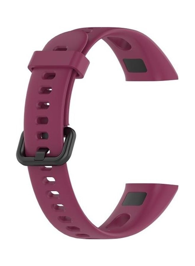 BGM Metal Buckle Silicone Strap For Huawei Honor Band 5i/Band 4 Red Wine - Image 3